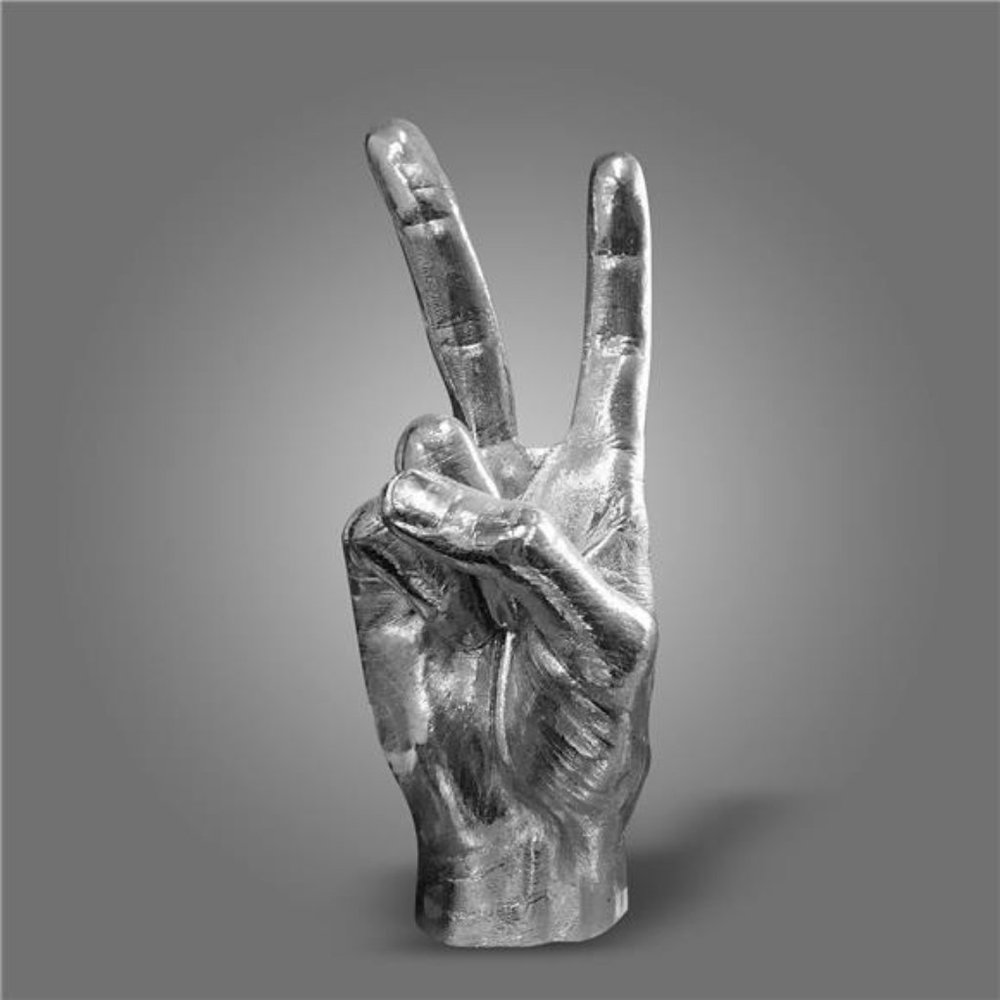 Silver Polyresin Hand Gesture Desk Statues Finger Sculpture Decor - Silver